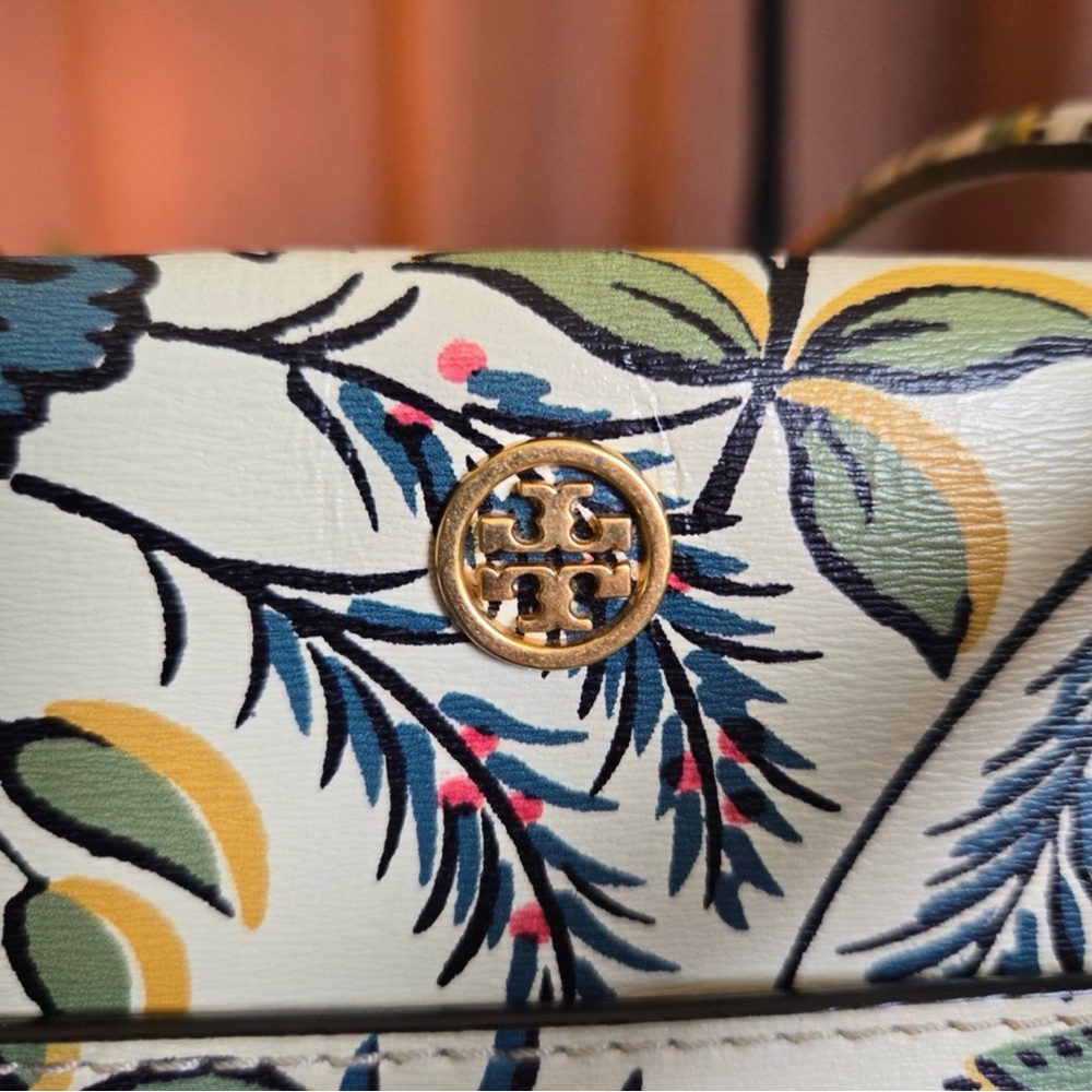 Tory Burch Parker Small Floral Tote - Cream and Multicolor EUC - Picture 6 of 16